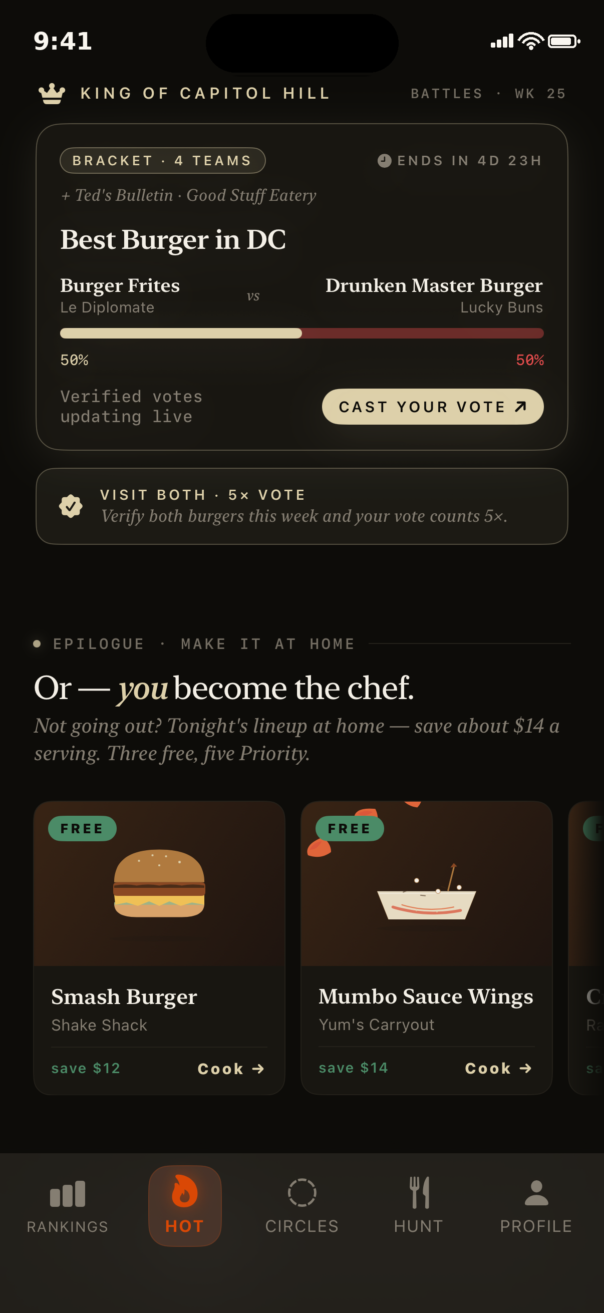 theBEAT — the room decides: cast your vote, every vote counts the same. Real app capture.