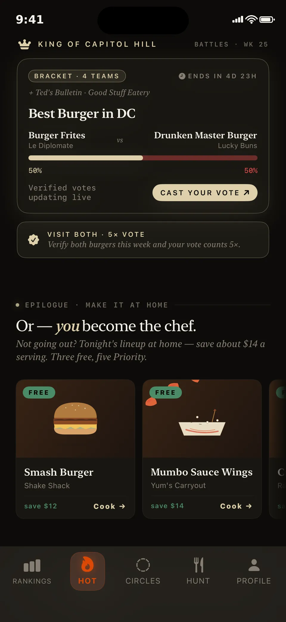 theBEAT — the room decides: cast your vote, and no tier makes it heavier. Real app capture.